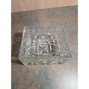 Vintage Clear Cut Glass Square Design Candy Dish - Excellent Condition (PM)